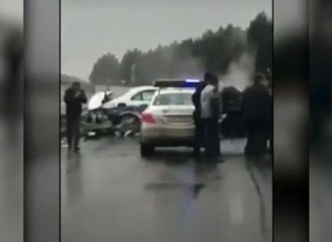 Yol polisi maşınının qəzaya düşmə anı – VİDEO