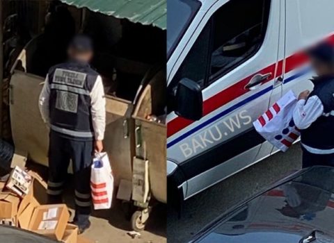 Təcili tibbi yardımın sürücüsü ilə bağlı araşdırma başladı – Bakıda zibil qutularını eşələdiyinə görə – VİDEO