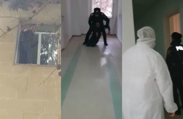 Bakıda ŞOK OLAY: Xəstə özünü pəncərədən atmaq istədi – ANBAAN VİDEO Bakıda ŞOK OLAY: Xəstə özünü pəncərədən atmaq istədi – ANBAAN VİDEO