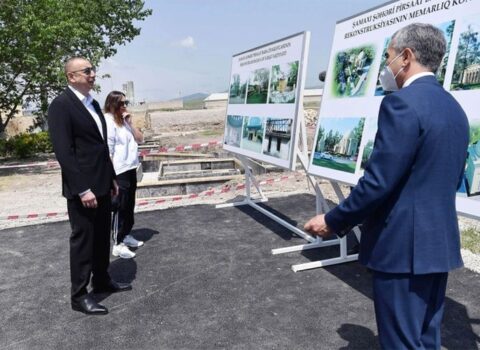 Prezident Pirsaat Baba ziyarətgahında görülən işlərlə tanış oldu – YENİLƏNİB