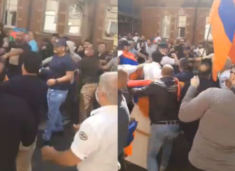 Londonda azərbaycanlılarla ermənilər arasında dava belə başladı – VİDEO