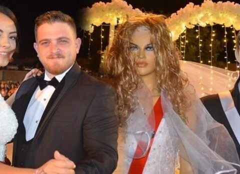Toyda bəylə gəlini cansız manekenlər əvəz etdi