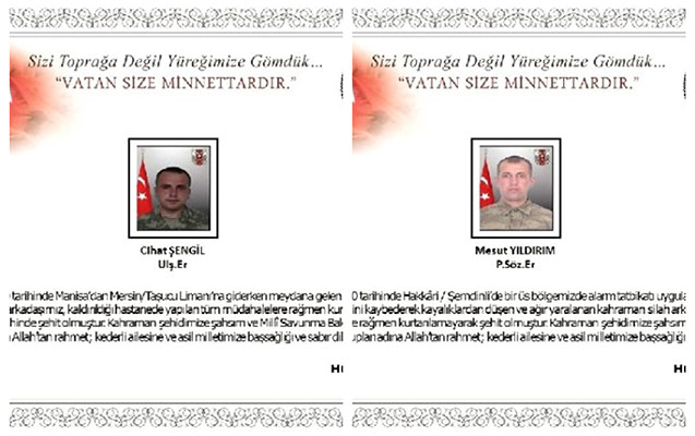 Türkiyə ordusu iki şəhid verdi Türkiyə ordusu iki şəhid verdi