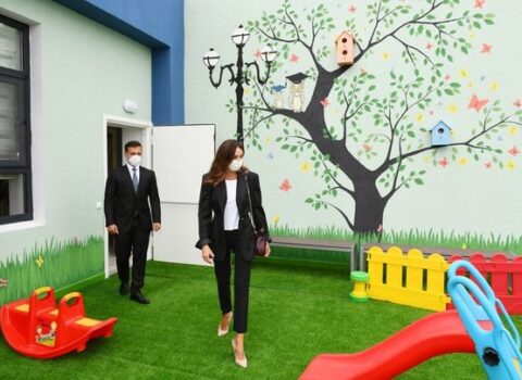 Mehriban Əliyeva Şağanda uşaq bağçasının açılışında iştirak etdi – FOTOLAR