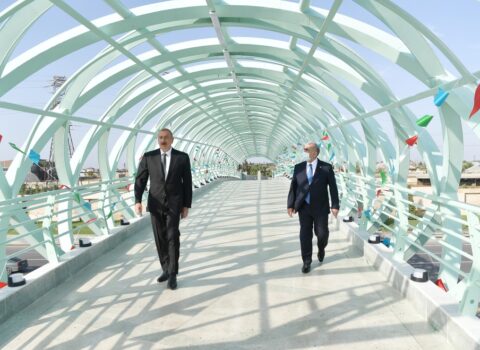 Prezident Bakıda yerüstü piyada keçidinin açılışında – FOTOLAR – YENİLƏNİB