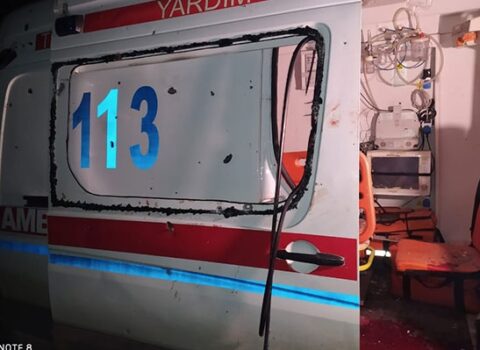 Ermənilər təcili yardım maşınını atəşə tutdu – Fotolar