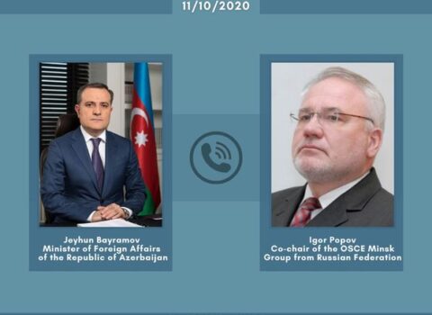 Ceyhun Bayramov Ermənistan silahlı qüvvələrinin Gəncəni raket atəşinə tutmasını rusiyalı həmsədrin diqqətə çatdırdı