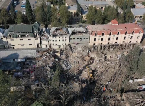 Ermənilərin raketlə vurduğu Gəncədən dron GÖRÜNTÜLƏRİ
