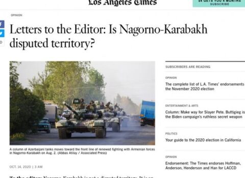“Los Angeles Times” erməni təcavüzünə dair məqalə dərc etdi