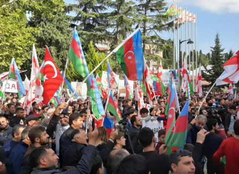 Gürcüstan azərbaycanlıları Azərbaycana dəstək mitinqi keçirdi
