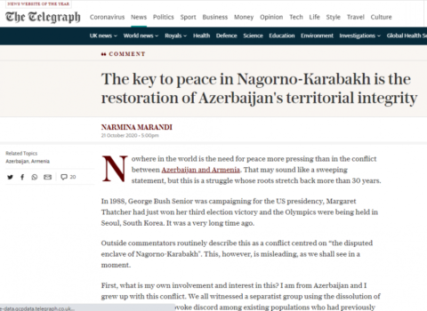 “The Telegraph”-da münaqişə ilə bağlı konkret yazdı: “Qarabağda sülhün təmin olunmasının əsas yolu…” –
