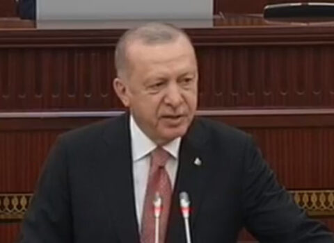 Ərdoğan Milli Məclisdə Nizamiyə həsr olunmuş beyti söylədi – VİDEO