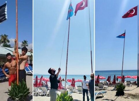 İki əcnəbi Antaliyada Əfqanıstan bayrağı qaldırdı: Türklər endirib Azərbaycan və Türkiyə bayrağı asdılar
