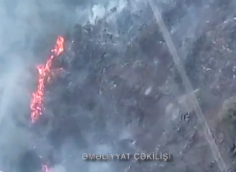 Qəbələdə yanğın başladı, helikopterlər havaya qaldırıldı – VİDEO