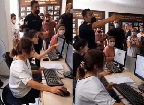 Maska taxmayan poliklinika işçisi işdən çıxarıldı – VİDEO