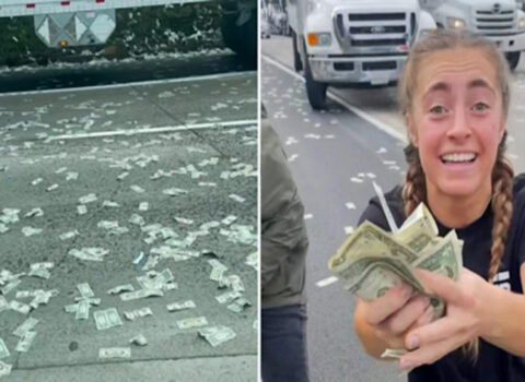 YOLA PUL “YAĞDI” – Hərəkət dayandı, hamı yığmağa başladı – VİDEO