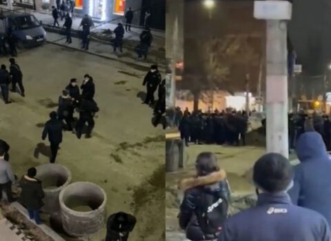 40-a yaxın şəxs polislərə hücum etdi – ANBAAN VİDEO