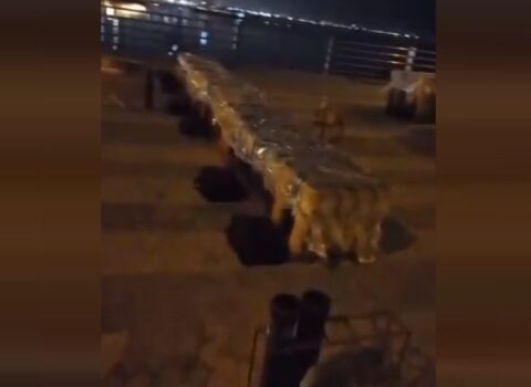 Bakı bulvarına atəşfəşanlıq üçün qurğular gətirildi – VİDEO