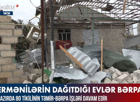 Ermənilərin dağıtdığı evlər bərpa edilir – VİDEO