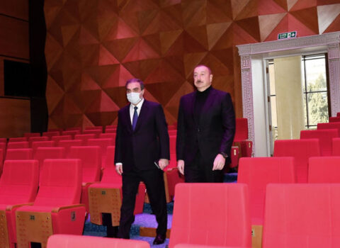 Prezident Gəncə Dövlət Dram Teatrının yeni binasının açılışında İŞTİRAK ETDİ