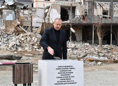 Prezident Gəncə Memorial Kompleksinin təməlini qoydu – FOTOLAR