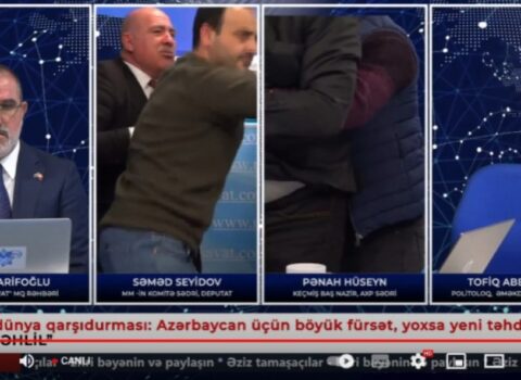 Müsavatın efirində DAVA – AzTV-nin baş redaktoru Pənah Hüseyni döydü – VİDEO