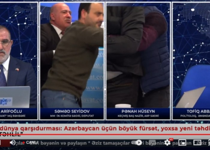 Müsavatın efirində DAVA - AzTV-nin baş redaktoru Pənah Hüseyni döydü - VİDEO