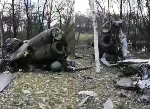 Ukraynada vurulan Rusiya helikopterinin görüntüləri – VİDEO