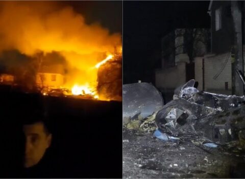 Kiyevdə təyyarə yaşayış evlərinə çırpılıb – FOTO/VİDEO
