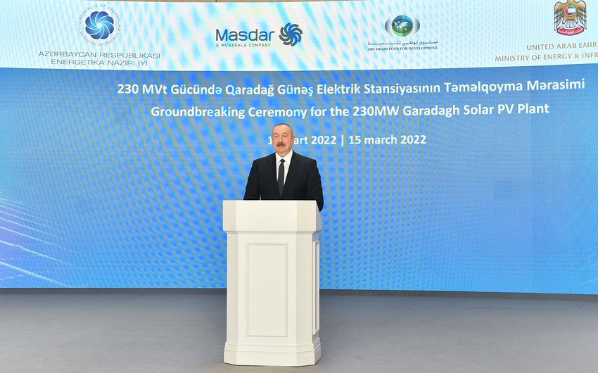Prezident Qaradağ Günəş Elektrik Stansiyasının təməlqoyma mərasimində İŞTİRAK ETDİ - FOTOLAR + YENİLƏNİB