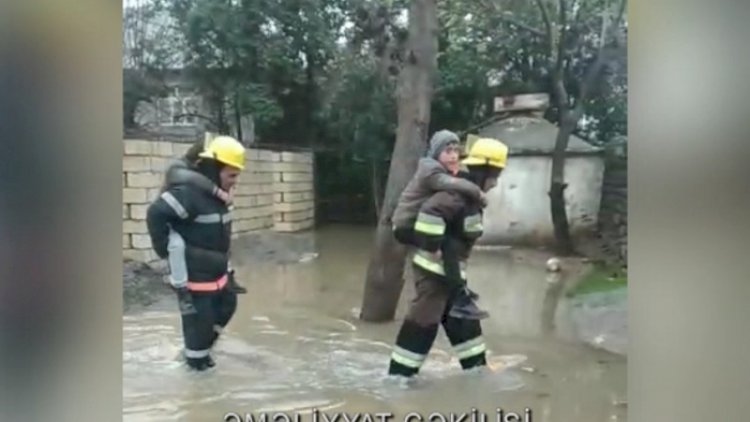 Nazirlik su basmış ərazilərlə bağlı əməliyyat görüntüləri yaydı - VİDEO