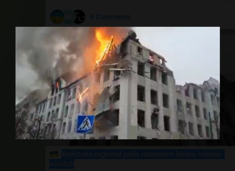 Xarkovda regional polis idarəsinin binası RAKETLƏ VURULDU – VİDEO