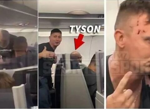 Tayson təyyarədə sərnişini döydü