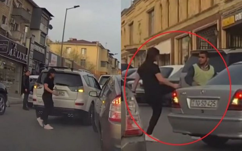 Sumqayıtda parklanma nəzarətçisini döyən qadın sürücü saxlanıldı