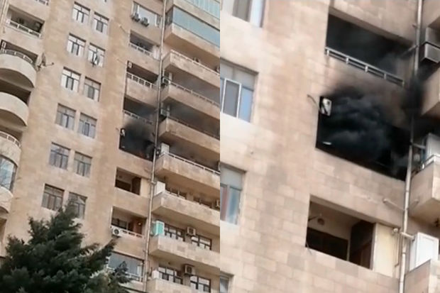 Bakıda yaşayış binasında YANĞIN BAŞLADI - VİDEO