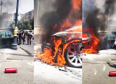 Bakıda “BMW” yandı – ANBAAN VİDEO