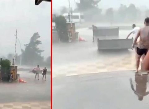 Antalyada qasırğa burulğana səbəb oldu: İki turist yaralandı – ANBAAN VİDEO