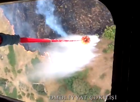 Hadrutda baş verən yanğına helikopter cəlb olundu – VİDEO