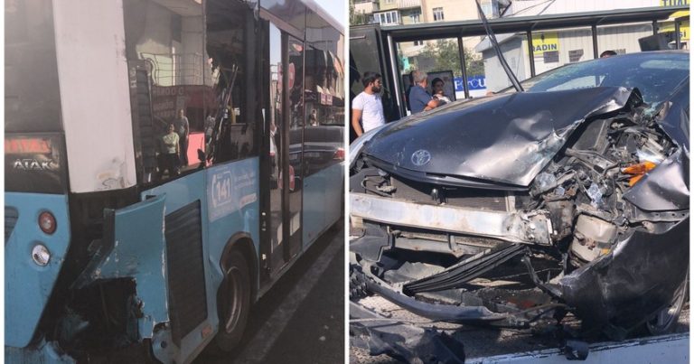 Bakıda avtobus qəzaya düşdü – 5 nəfər xəsarət aldı + FOTO Bakıda avtobus qəzaya düşdü – 5 nəfər xəsarət aldı + FOTO