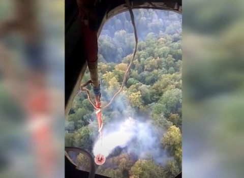 Şabranda yanğınların söndürülməsinə helikopter cəlb edilib – VİDEO