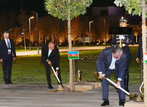 Dövlət başçıları Səmərqənddə ağac əkdilər – FOTO