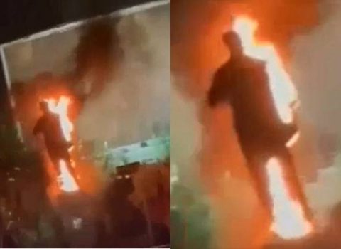Tehranda etirazçılar Qasım Süleymaninin heykəlini yandırdılar – VİDEO
