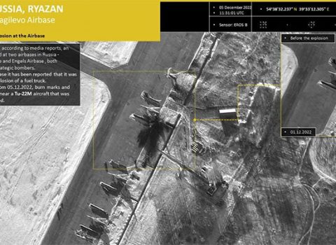 Rusiya aerodromuna PUA hücumunun peyk görüntüləri yayıldı – FOTO