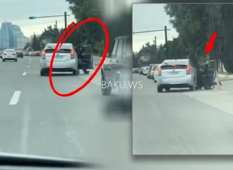 Sərnişin özünü hərəkətdə olan “Prius”dan yola atdı – VİDEO