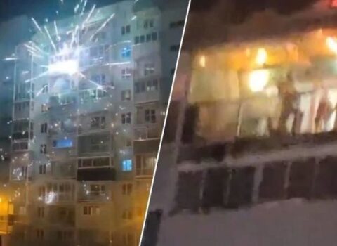 Rusiyada atəşfəşanlıq çoxmərtəbəli binada yanğınla nəticələndi