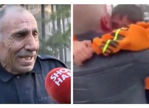 Cibində peçenye gözləyən atanın dağıntılar altından çıxarılan oğluna QOVUŞMA ANI – VİDEO