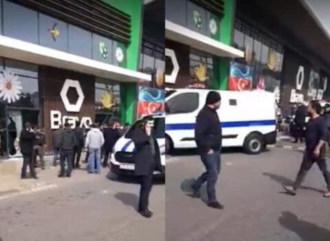 Hipermarketdə inkassatora silahlı hücum edən şəxslərin görüntüsü yayıldı – FOTO
