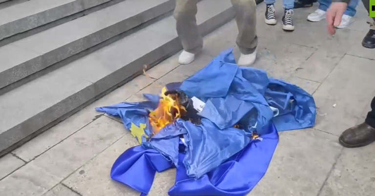Gürcüstanda Aİ-nin bayrağının yandırılması faktı ilə bağlı cinayət işi başlandı – VİDEO