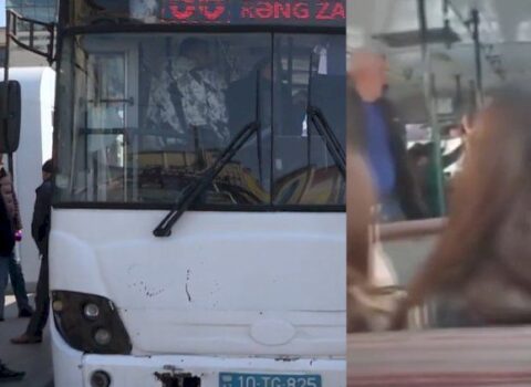 Bakıda avtobusda dava görün nə üstündə düşüb – VİDEO