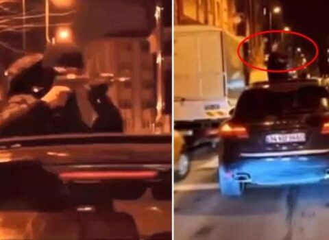 Lüks avtomobillə küçələri dolaşıb silahları ilə insanları qorxuya saldılar
